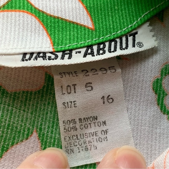 Vintage 60s Dash About Mod Scooter Dress Size M Floral Lime Green Bows - Picture 15 of 15